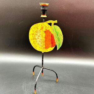 Metal Pear Candle Holder Hand Painted Fruit Metal Candlesticks (C)